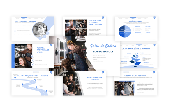 Un ejemplo gratuito de presentación de un proyecto de salón de belleza
