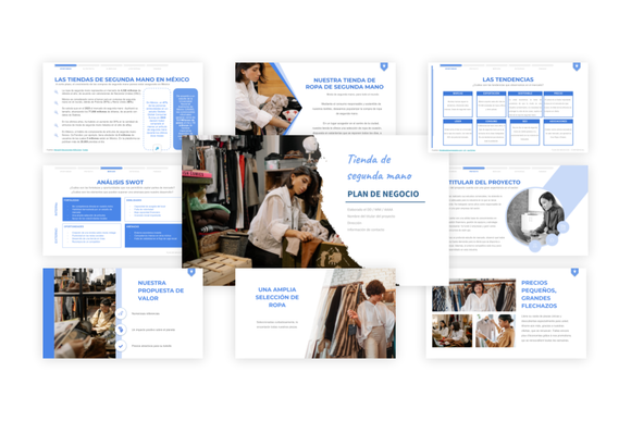 Un ejemplo gratuito de presentación de un proyecto de tienda de segunda mano