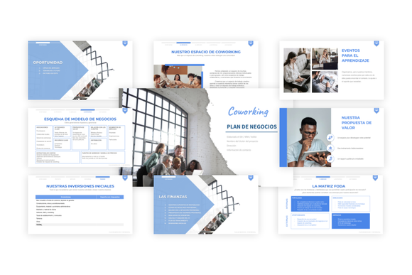 Un ejemplo gratuito de presentación de un proyecto de espacio de coworking